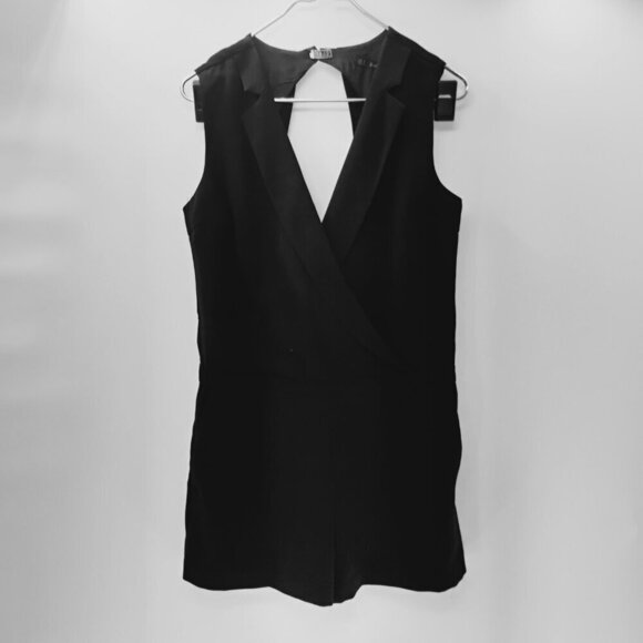 ZARA Size M Womens Crossover V-neck Jumpsuit Romper Black open back - Picture 7 of 16